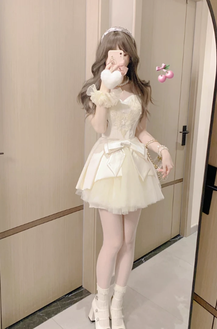 礼服系列"流光香槟公主"高贵优雅气质千金蝴蝶结连衣裙