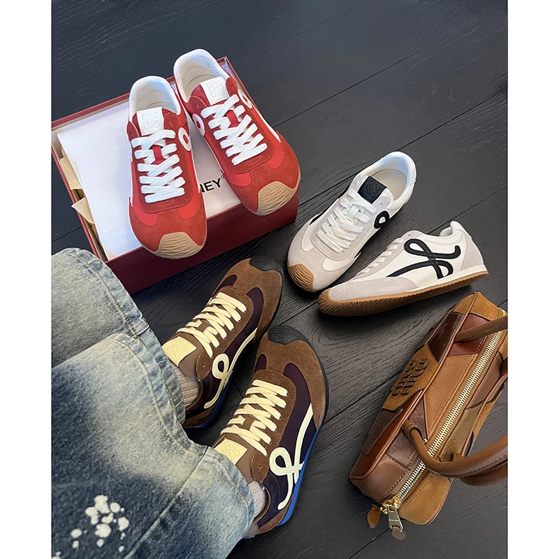 柚子初休闲鞋女2025春新款内增高丑萌复古阿甘鞋平底运动鞋德训鞋