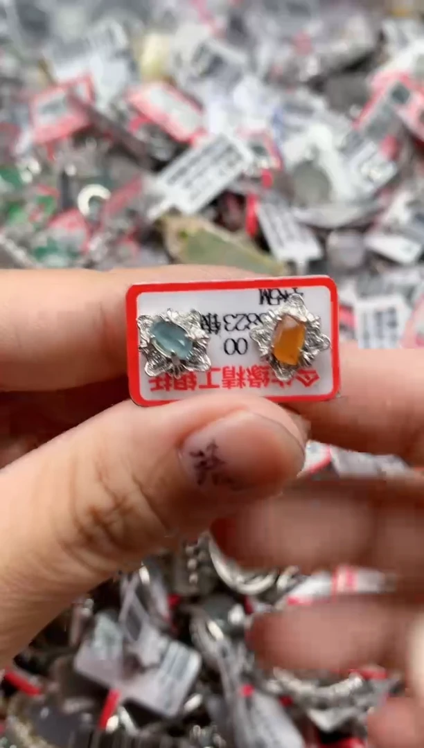 银S925镶嵌戒指翡翠天然A货缅甸翡翠