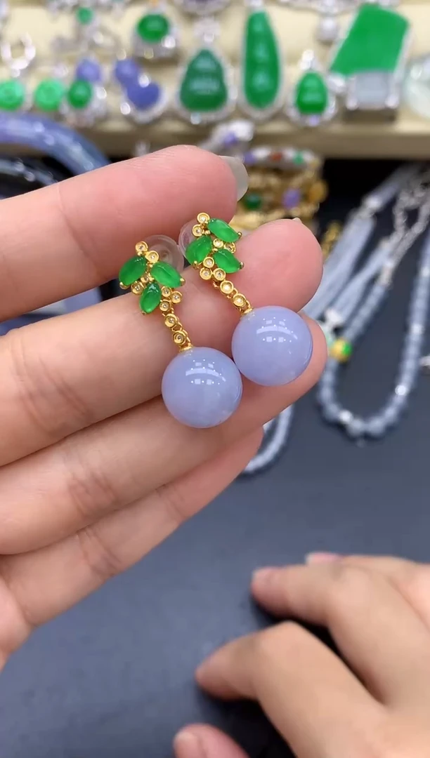 18K金镶嵌翡翠耳饰254-中国好珍宝