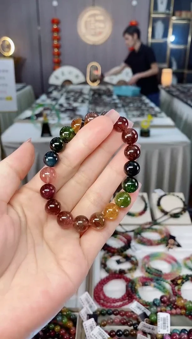 未镶嵌收藏级老矿碧玺单圈手串10mm+碧玺hon多样性发货一条