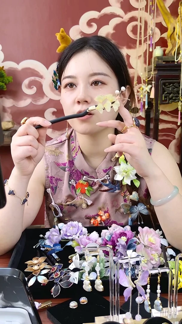 刺绣宋锦绒花002