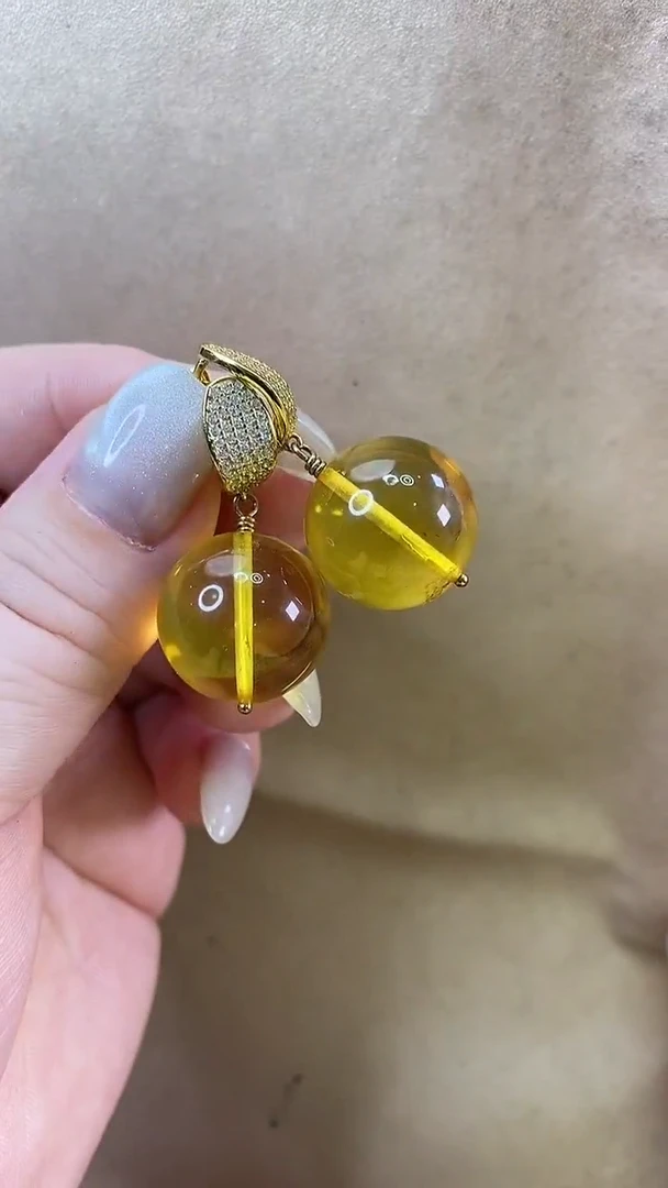 琥珀颈饰未镶嵌耳环