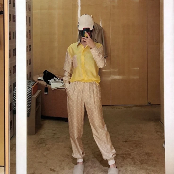 未使用 LouisVuitton/路易威登 满印束脚长裤 粉白/38