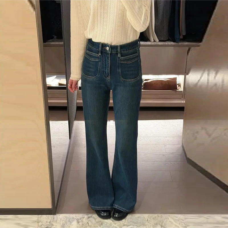 2025秋冬新款大长腿～显瘦显腿牛仔微喇裤女潮