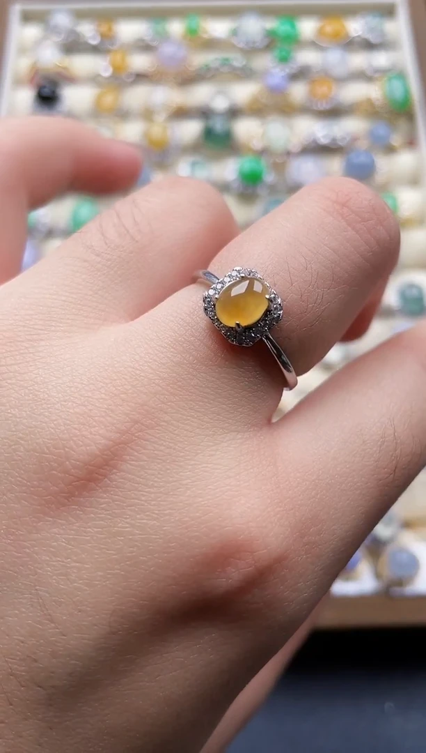 银S925镶嵌戒指翡翠1