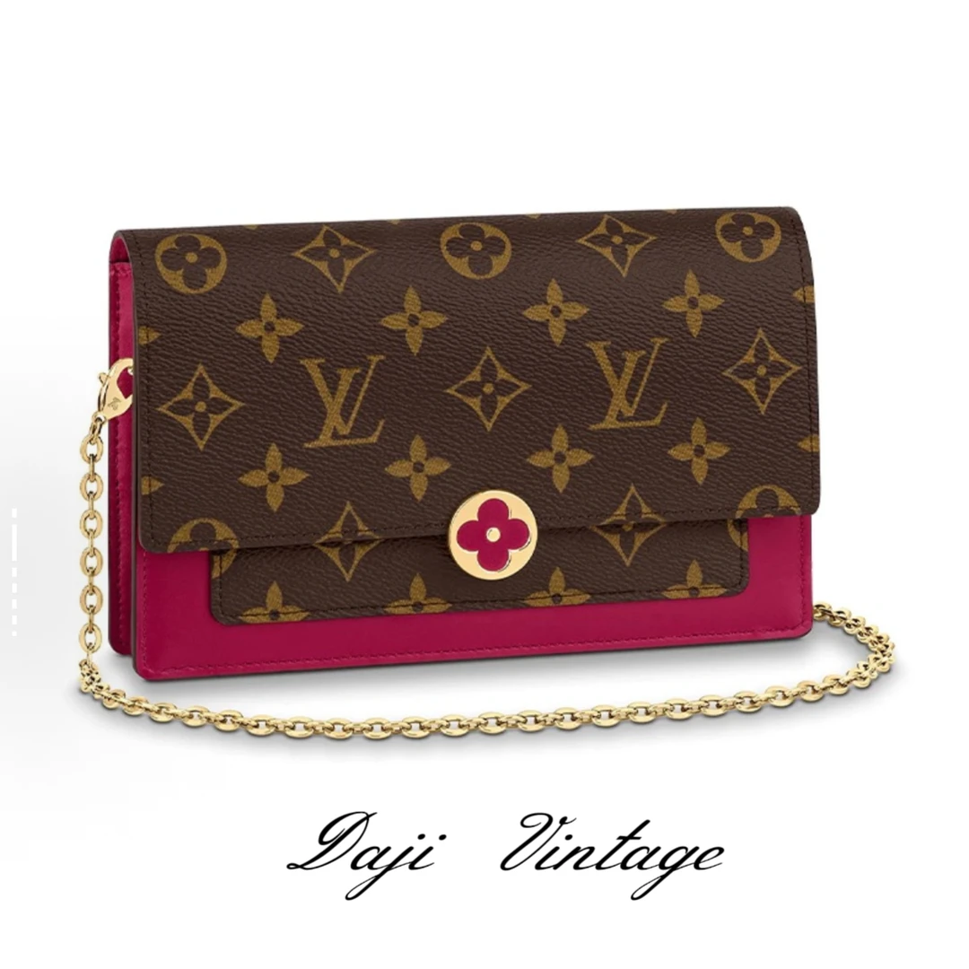 95新 LouisVuitton/路易威登 大吉中古ff/lv路易威登红色花朵woc