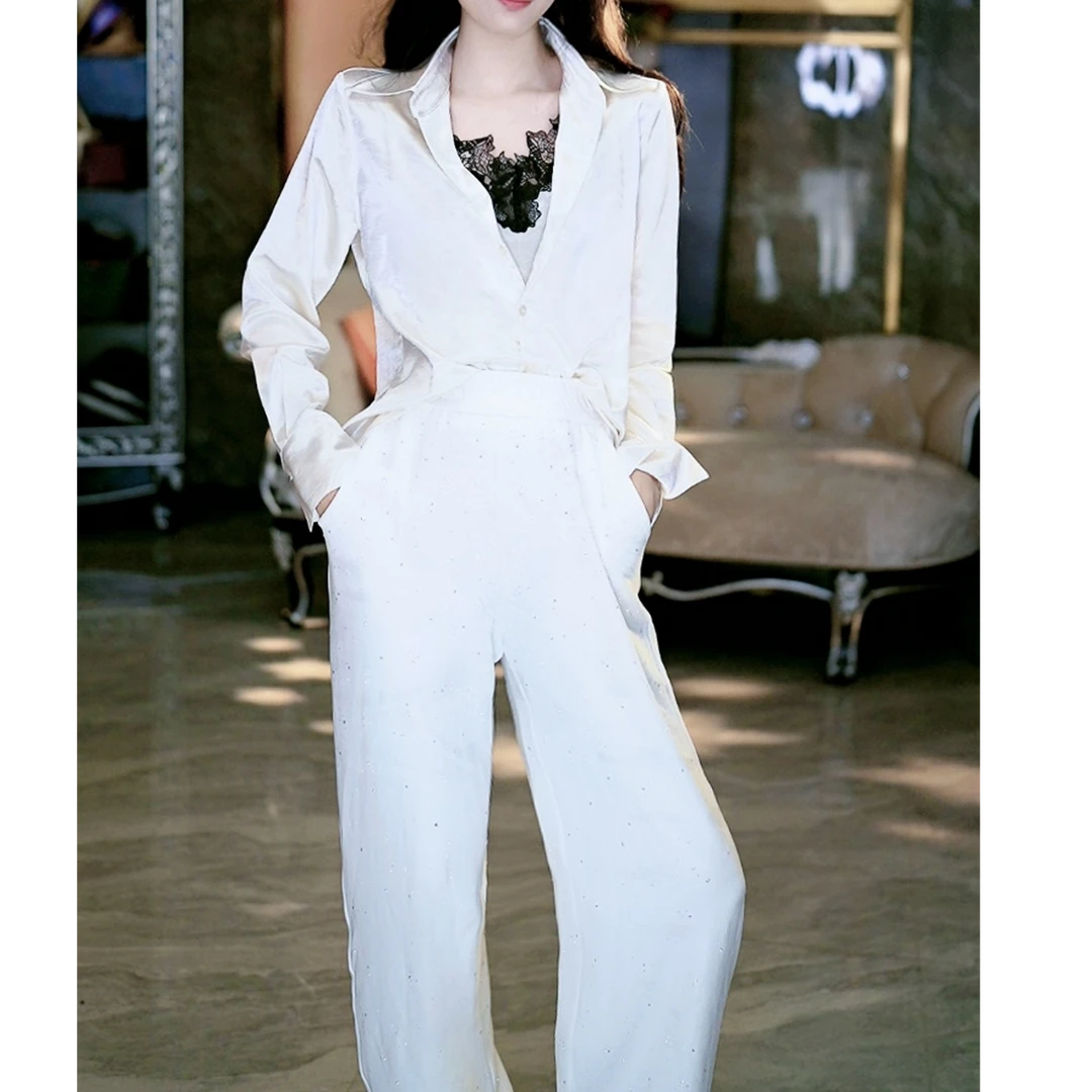 2-14【漫步者】时尚休闲百搭气质直筒阔腿裤