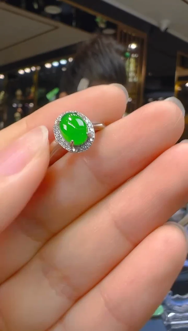 翡翠戒指银S925镶嵌003（多样性发其一）