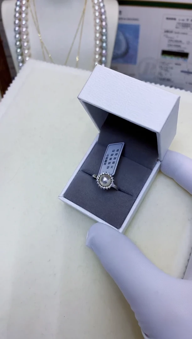 银S925镶嵌海水珍珠饰品设计款戒指