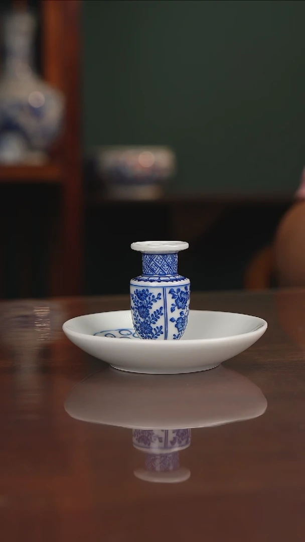 晓月窑青花香插盖置