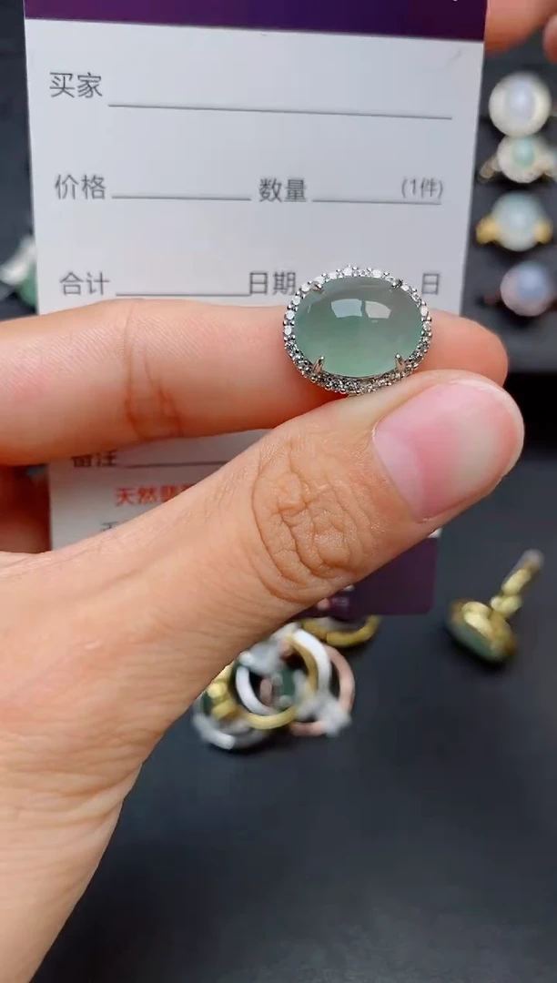 银S925镶嵌戒指翡翠1