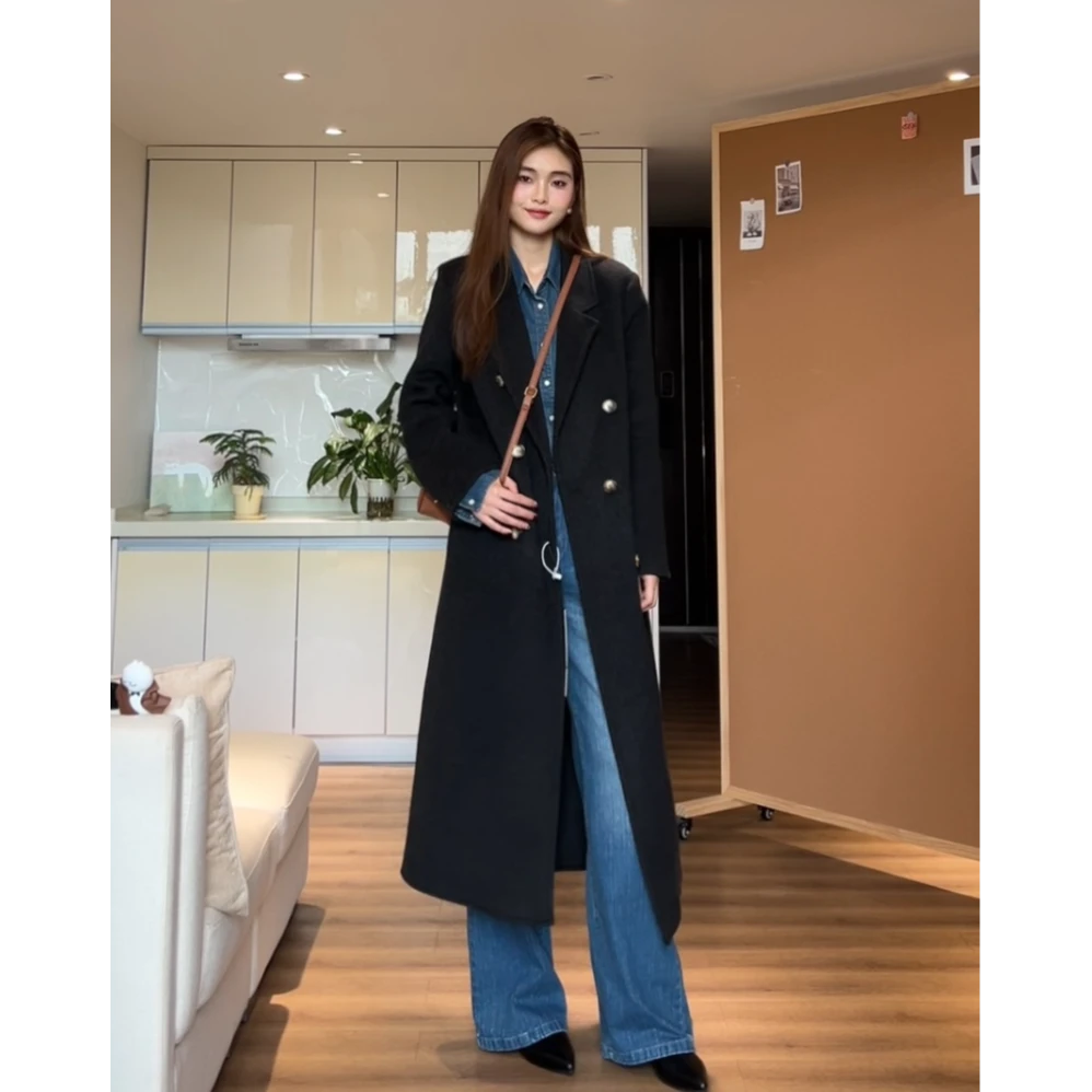 【西西专属】加长高个子加长风防寒原创加厚超长双面绵羊毛超模大衣