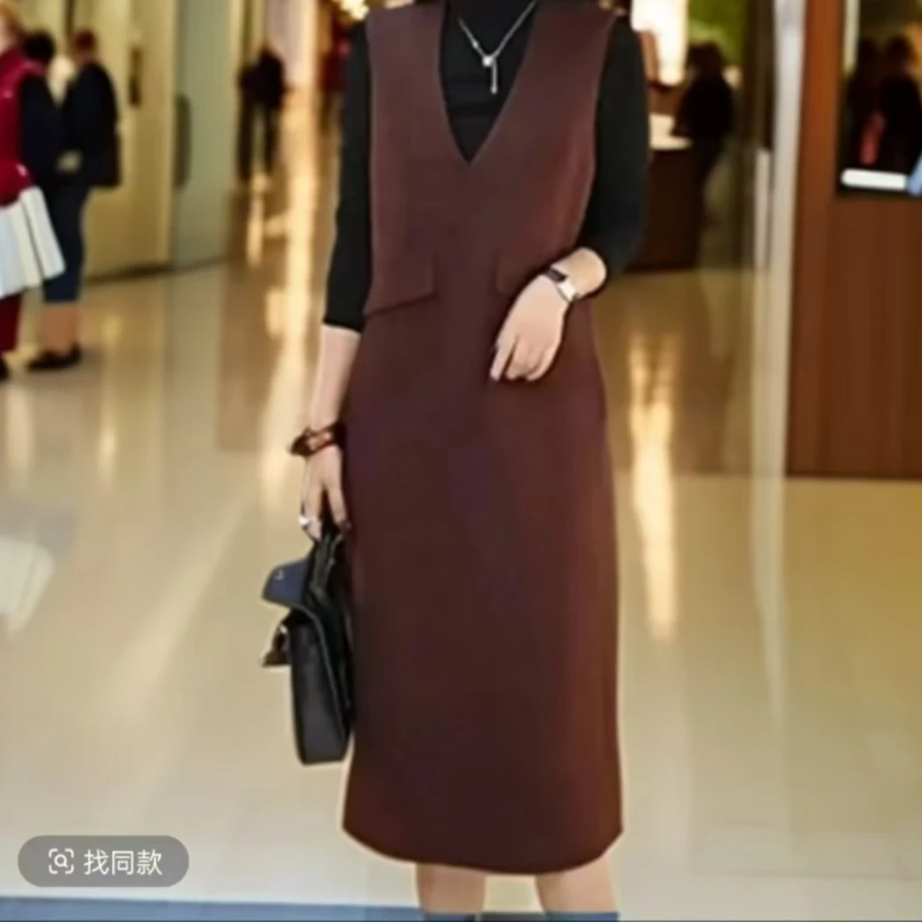 时尚连衣裙套装春秋新款显瘦百搭打底衫背心裙气质洋气