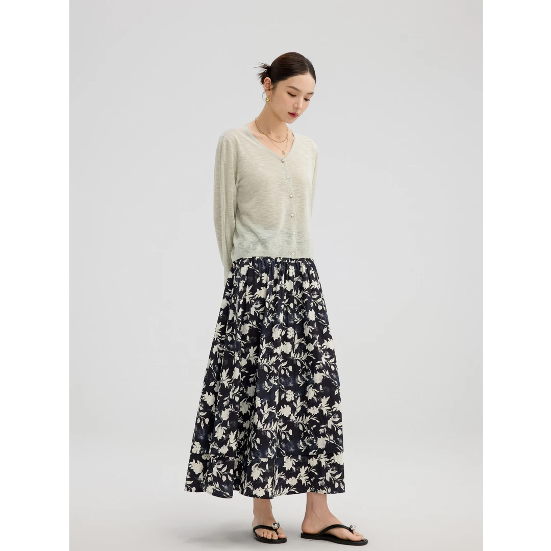 YOSILNNA/悦诗娜显瘦复古时尚碎花气质优雅高级松紧腰半身花裙