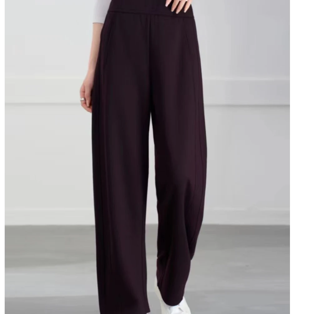 加绒加厚弯刀裤-秋冬新款软糯亲肤含弯刀阔腿裤女士-YX