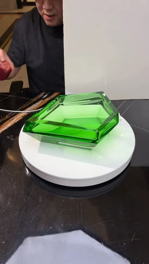 【闪购商品】摆件AJ02032绿色多切面果盘