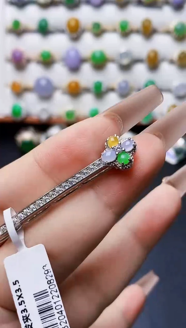 银S925镶嵌戒指翡翠0440