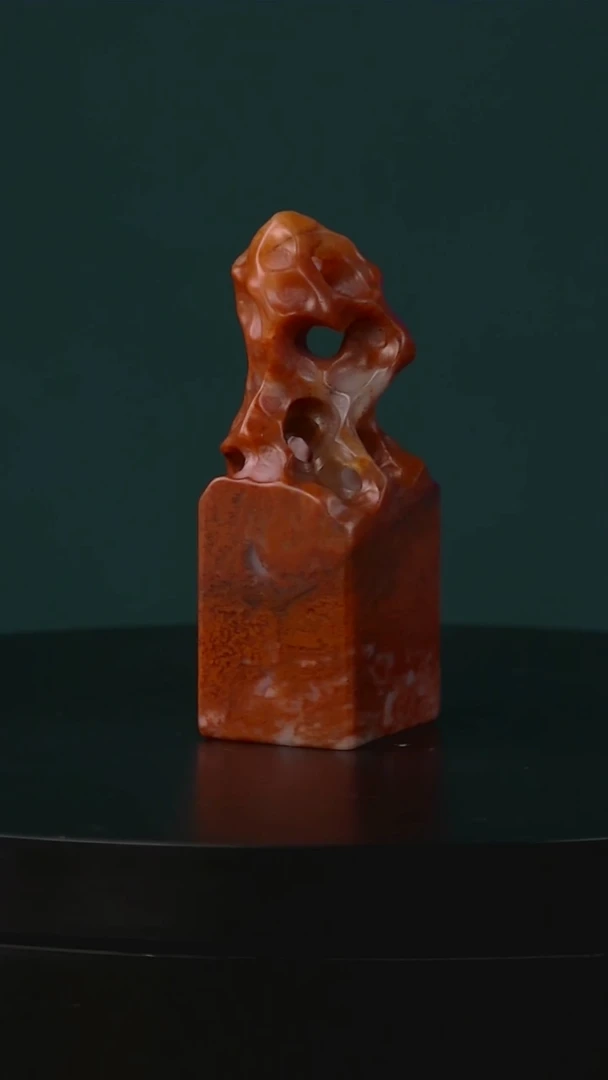 老挝石蜡烛红太湖石章2.0*2.3*6.0