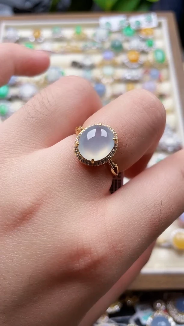 银S925镶嵌戒指翡翠80