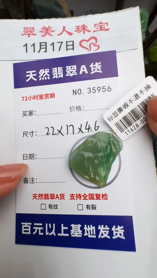 颈饰未镶嵌翡翠原石35956