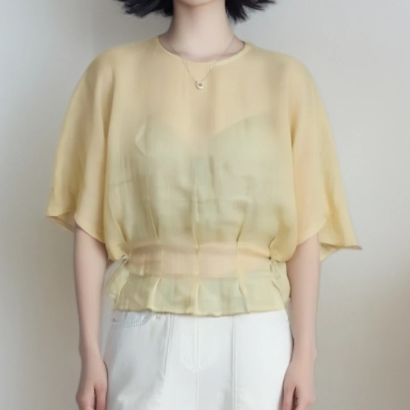 2025夏季新款洋气时尚百搭显瘦减龄圆领衬衫LK2504236
