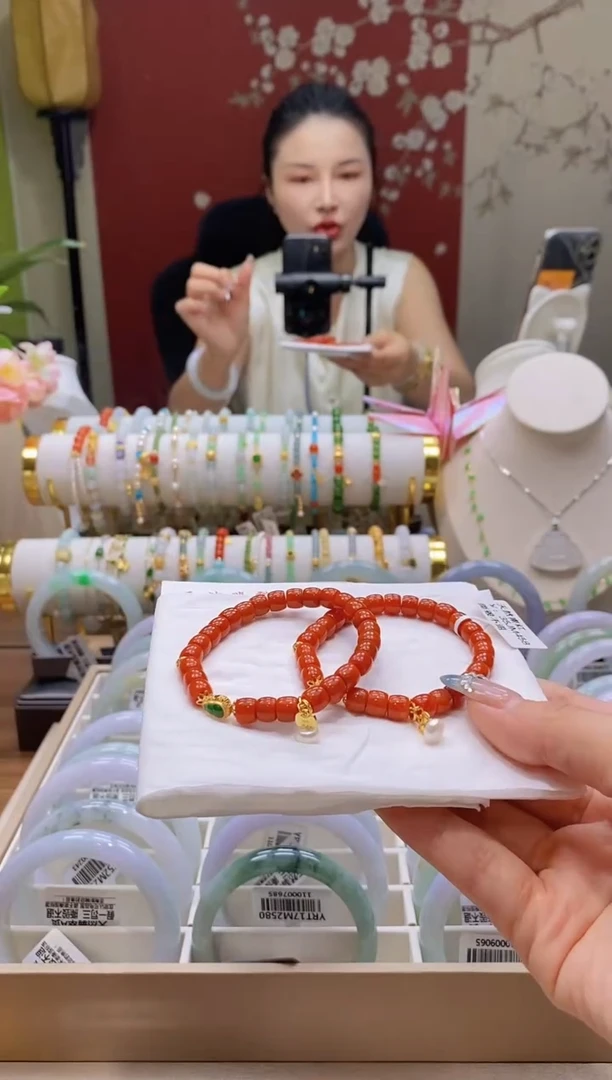 银S925镶嵌手串南红玛瑙44号南红手串/多样性发其一