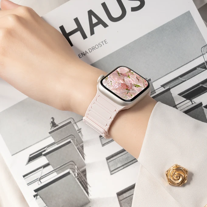 适用iwatch11苹果手表表带S10applewatch9工字磁吸8运动硅胶表带7