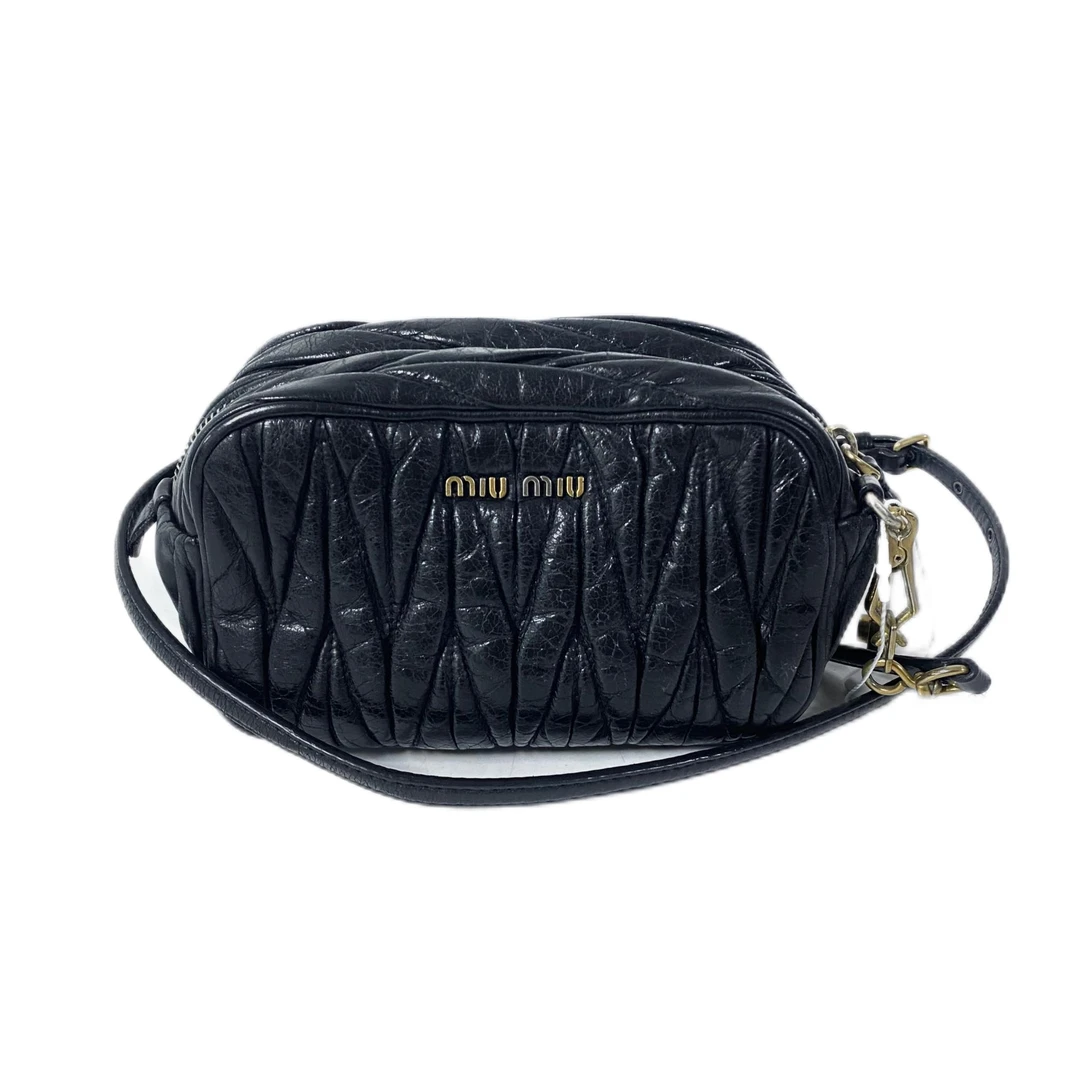 95新 MIU MIU/缪缪 MIUMIU缪缪 黑色全皮单肩斜挎包 SH-3791