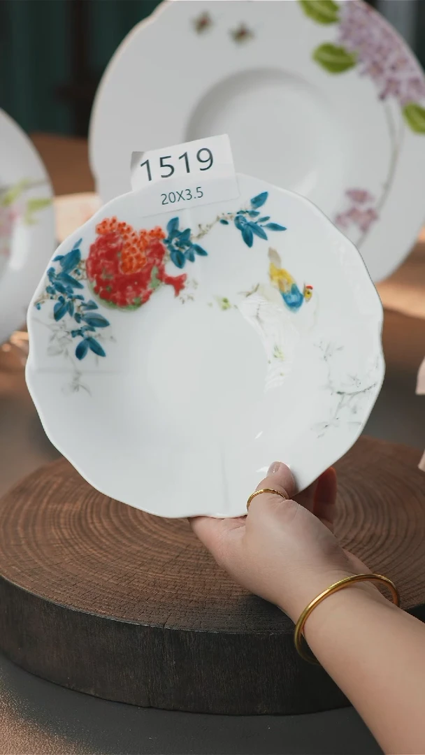 盘手绘釉下彩陶瓷餐具1519