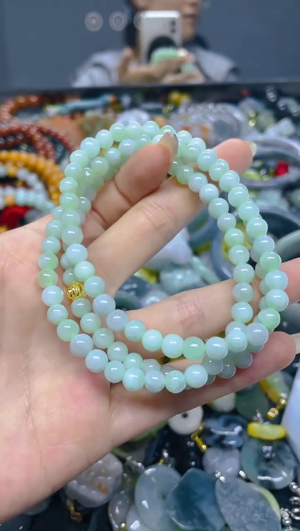 颈饰未镶嵌翡翠5MM/ Q /翡翠A货，一件也是批发价