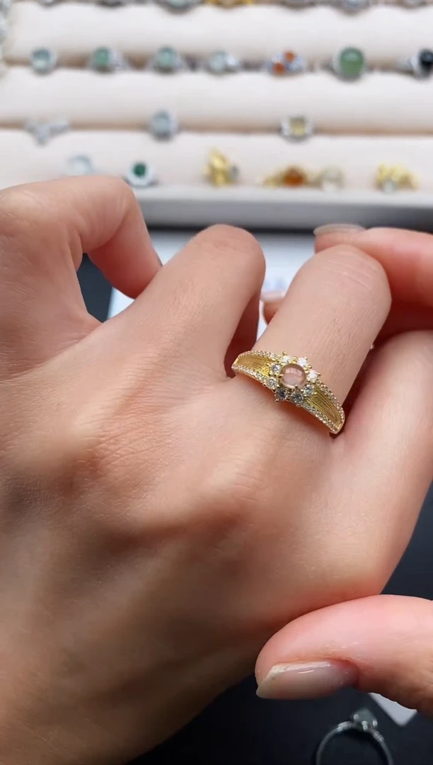 银S925镶嵌戒指翡翠缅甸天然A货翡翠33  7-6