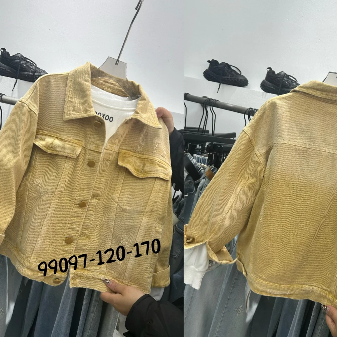 韩 2025【Y】2月22日 男女童时尚百搭黄色牛仔外套9097-