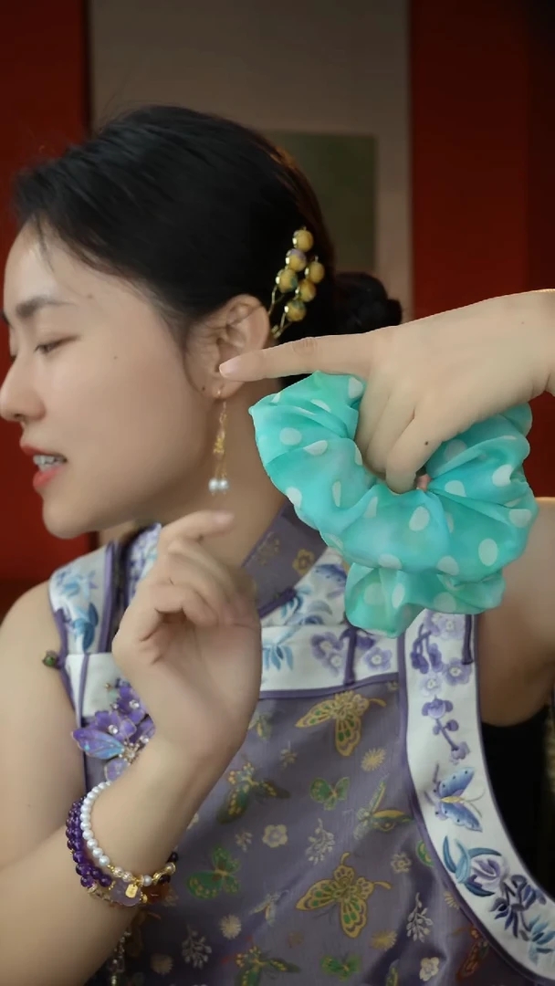 刺绣桑蚕丝大肠圈发圈
