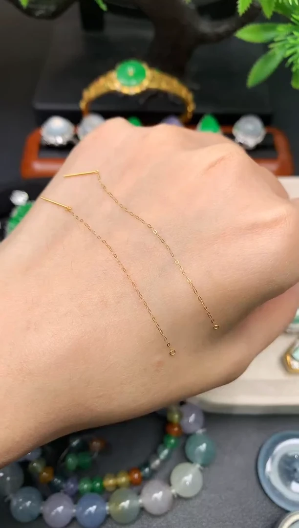 18K金镶嵌翡翠耳饰18k耳线