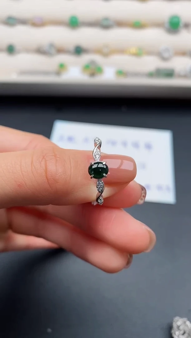 银S925镶嵌戒指翡翠22222222+2