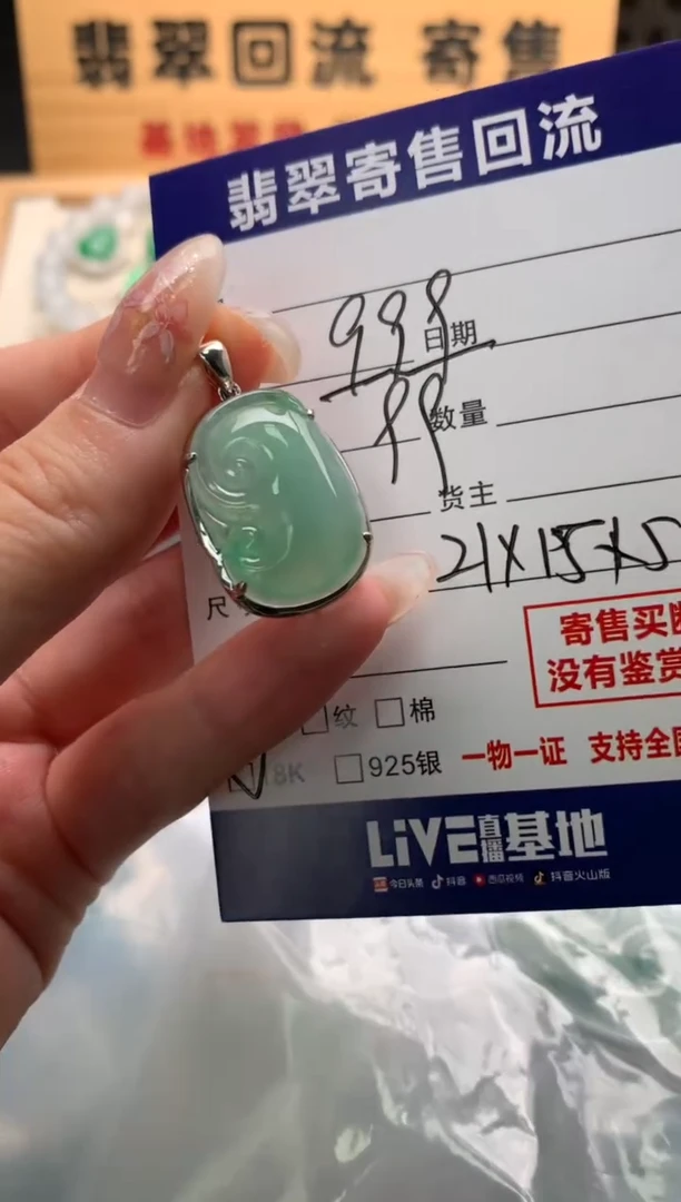 翡翠18K金镶嵌颈饰10137627