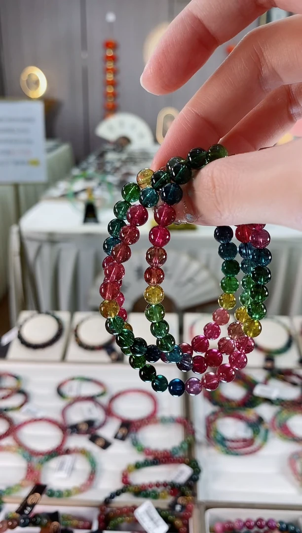 未镶嵌收藏级老矿色标纯净三圈手串6mm+碧玺秦*丹dan一物一证