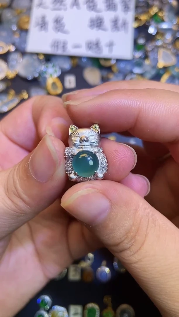 翡翠银S925镶嵌吊坠(不含链)1