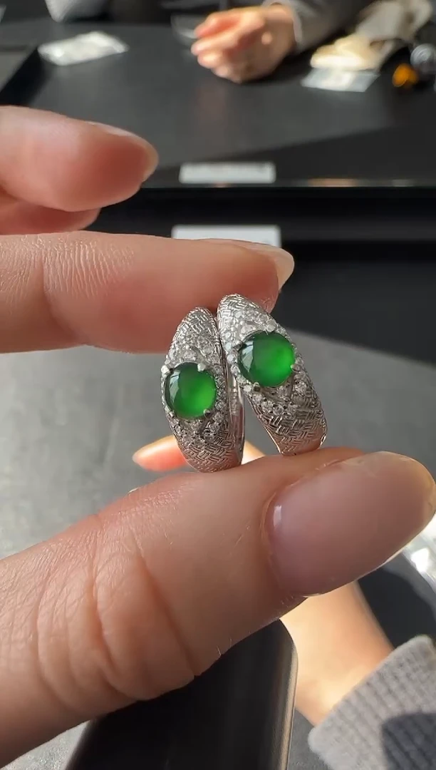 【闪购商品】翡翠耳饰银S925镶嵌没有鉴赏期