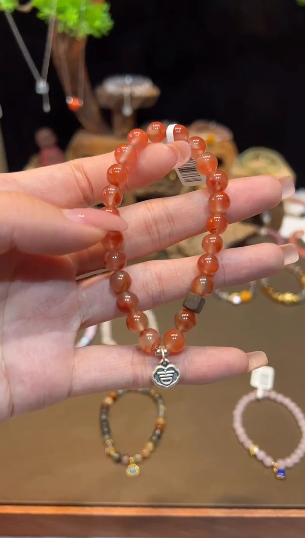 足银镶嵌手链南红玛瑙手饰@@H4014