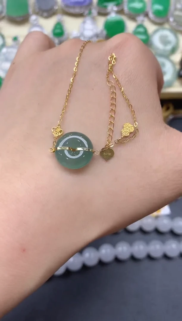 18K金镶嵌手链翡翠182-中国好珍宝