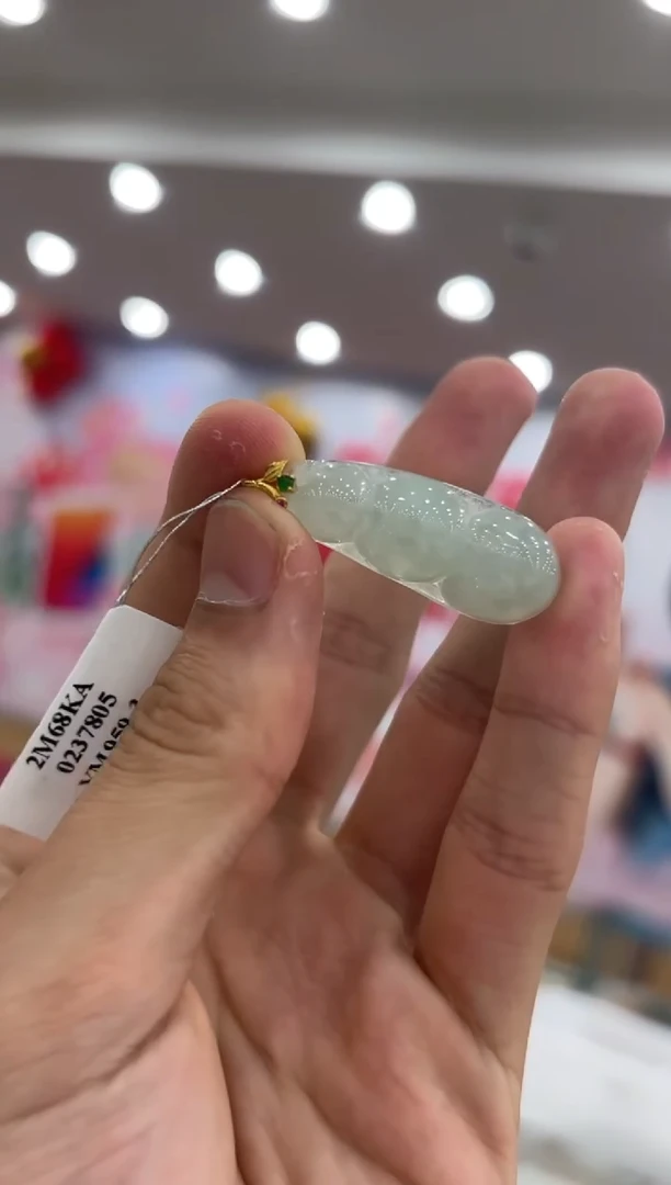 翡翠18K金镶嵌颈饰豆子