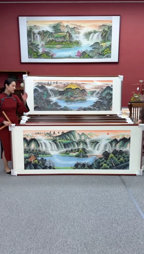 国画手绘  旭日东升 219*88