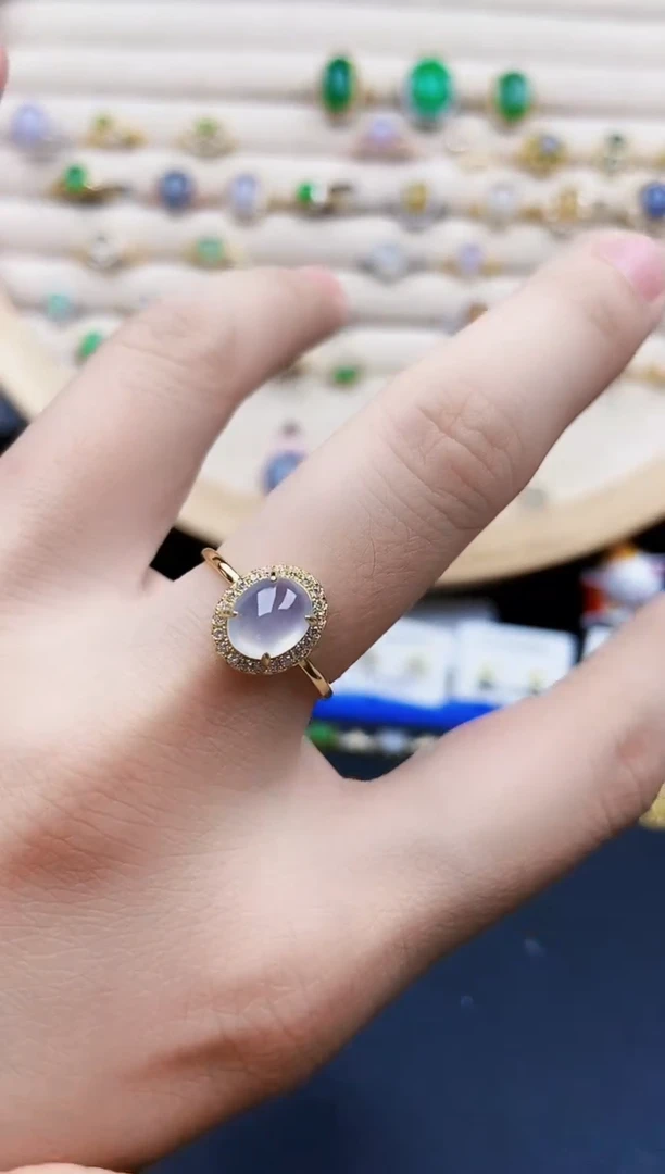 翡翠戒指银S925镶嵌10