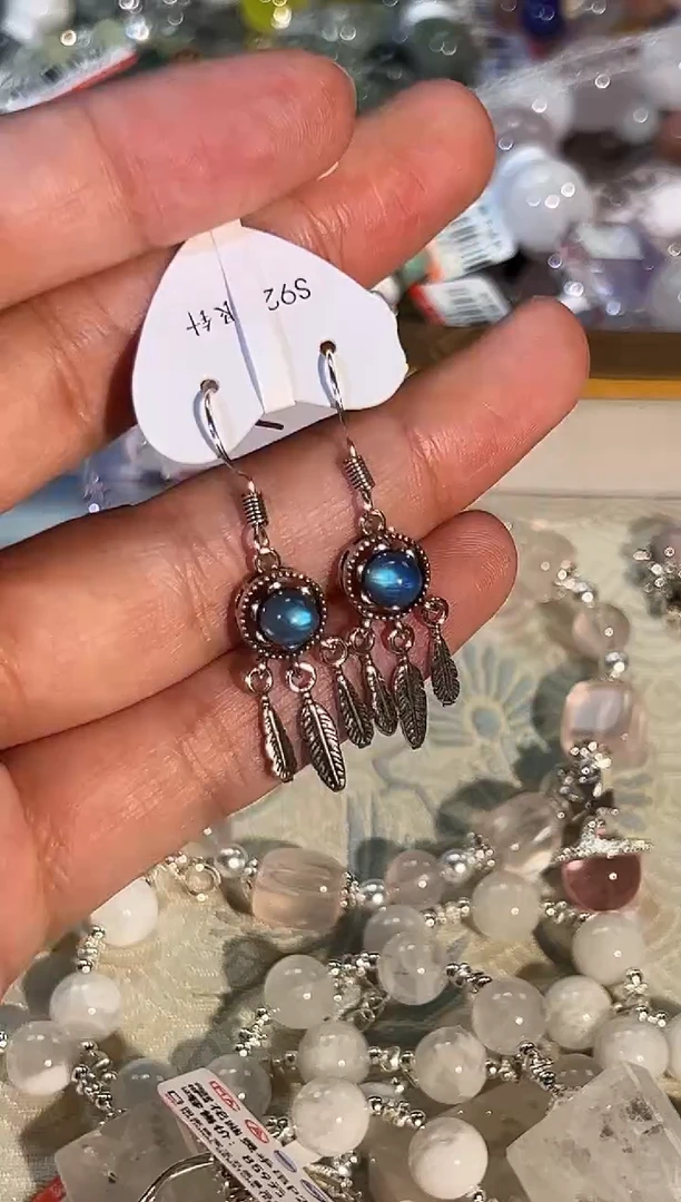 月光石耳钉未镶嵌p257多样性发货一件