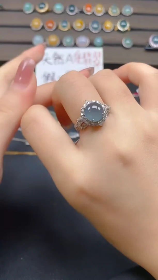 翡翠戒指银S925镶嵌42