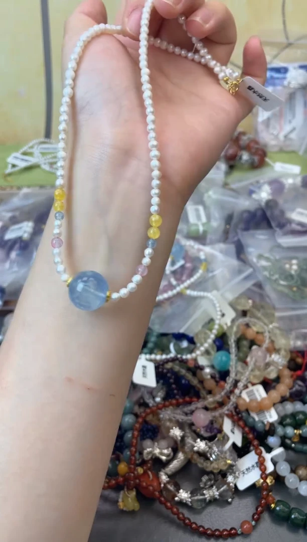 淡水珍珠银S925镶嵌颈饰378