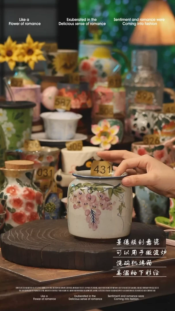 陶瓷景德镇高温釉下彩手工手绘款式