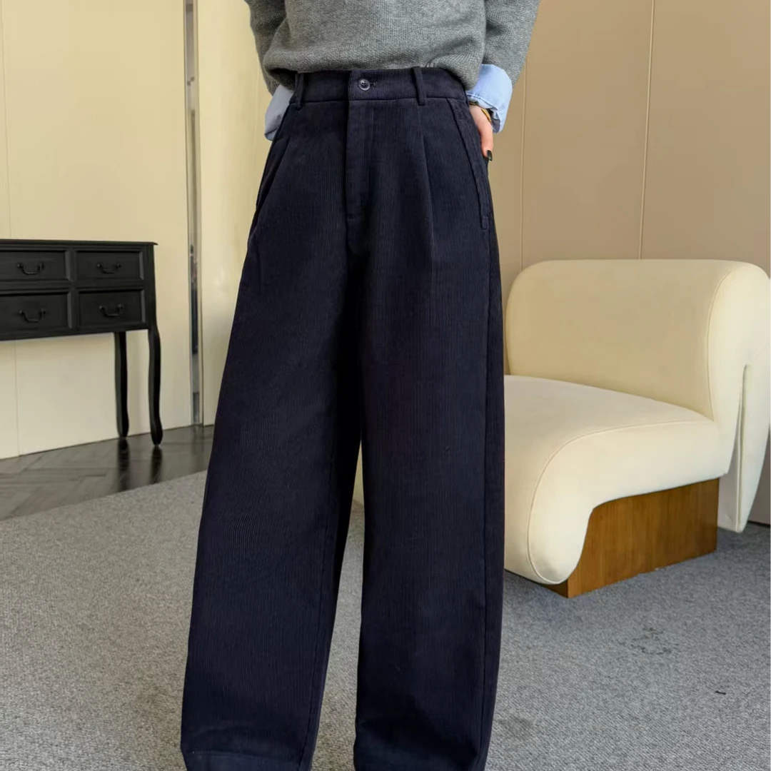 【深绎】休闲裤秋冬复古女士松紧腰裤韩版透气长裤